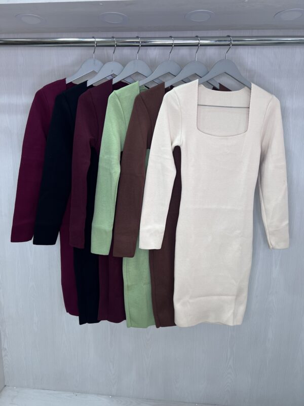 VESTIDO TRICÔ MODAL - GOLA QUADRADA-CORES DIVERSAS - Imagem 2