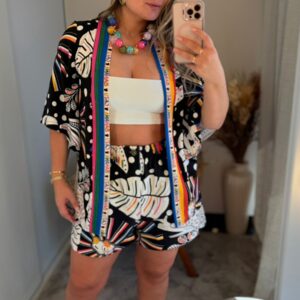 CONJUNTO FLORESTA ANIMADA - KIMONO