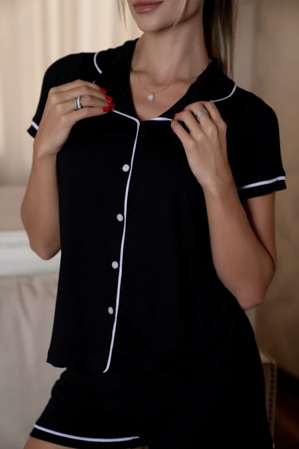 PIJAMA AMERICANO LUNA- PRETO C/BEGE - Imagem 2