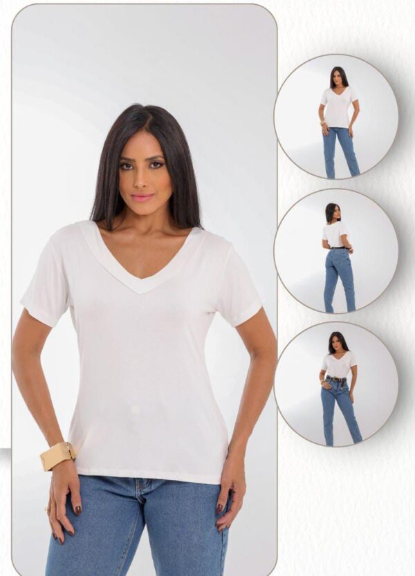 T-SHIRT BÁSICA GOLA V - CORES DIVERSAS - Imagem 15