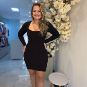 VESTIDO TRICÔ MODAL - GOLA QUADRADA-CORES DIVERSAS
